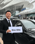 bilingual concierge with traveler at Beijing airport