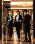 Bilingual concierge assisting guest at business meeting in Shenzhen